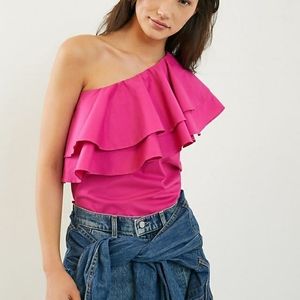 NWT Anthropologie Waverly Grey Hot Pink Penelope Top